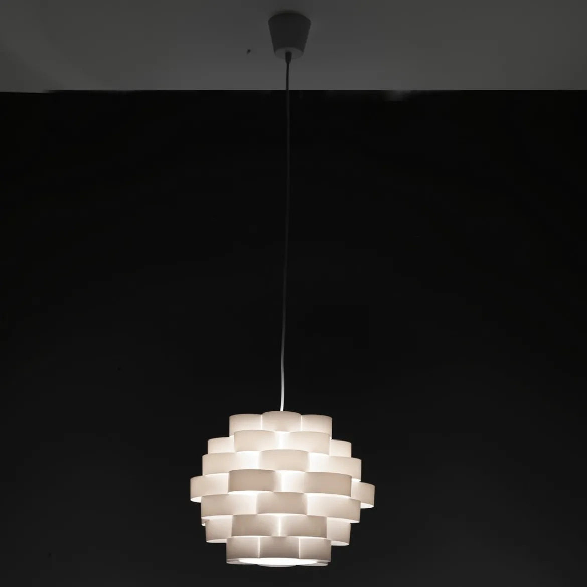 Arca lampadario in polipropilene bianco opaco con filo regolabile d40 h30 cm