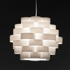 Arca lampadario in polipropilene bianco opaco con filo regolabile d40 h30 cm