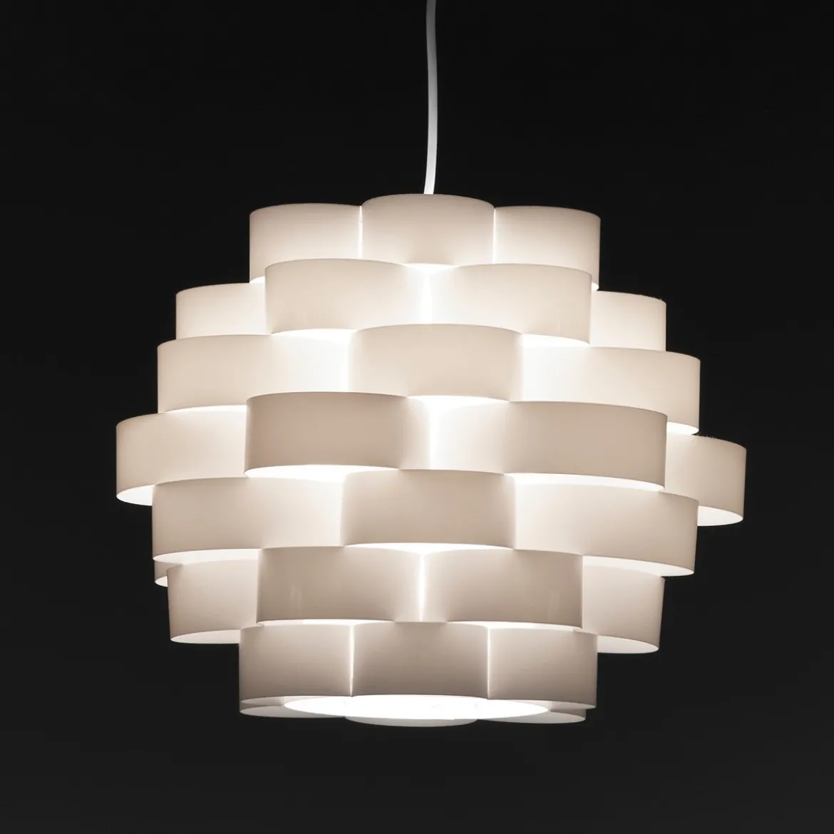 Arca lampadario in polipropilene bianco opaco con filo regolabile d40 h30 cm
