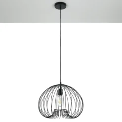 Arcon b lampadario con paralume in filo di acciaio nero opaco ø.42 h.32