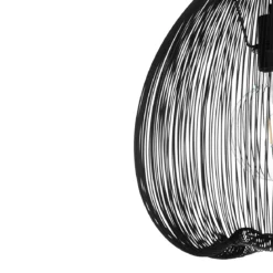 Arcon lampadario in metallo nero opaco con paralume in filo di acciaio e tessuto nero d35 h36 cm