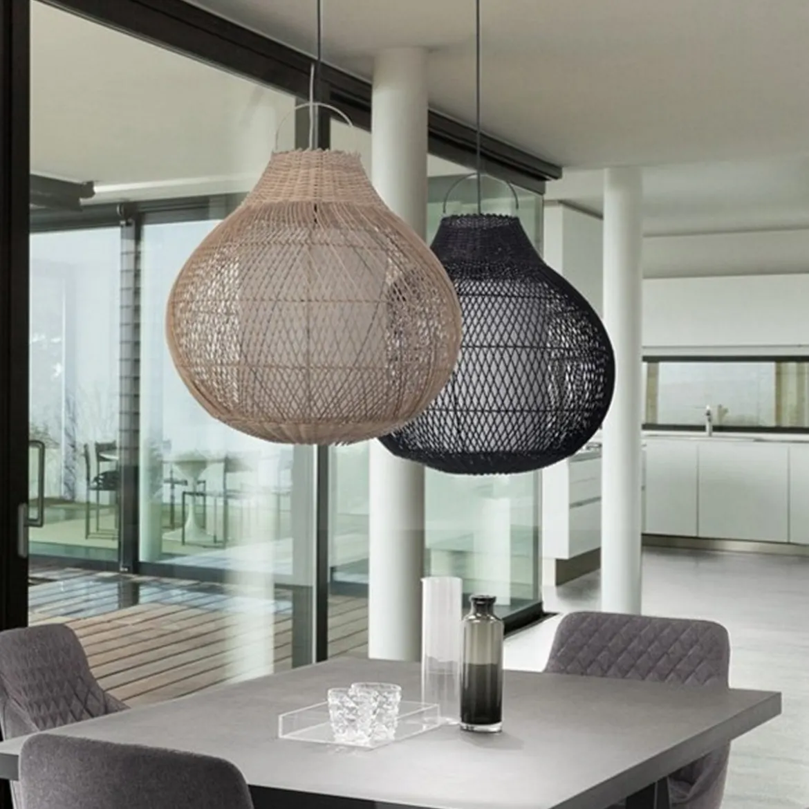 Aritha black lampadario da interno/esterno in lidi colore nero d60xh60 cm