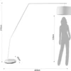 Arko lampada da terra in metallo bianco opaco con paralume in tessuto bianco 220x40 h210 cm