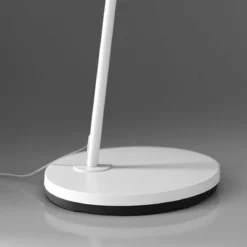 Arko lampada da terra in metallo bianco opaco con paralume in tessuto bianco 220x40 h210 cm
