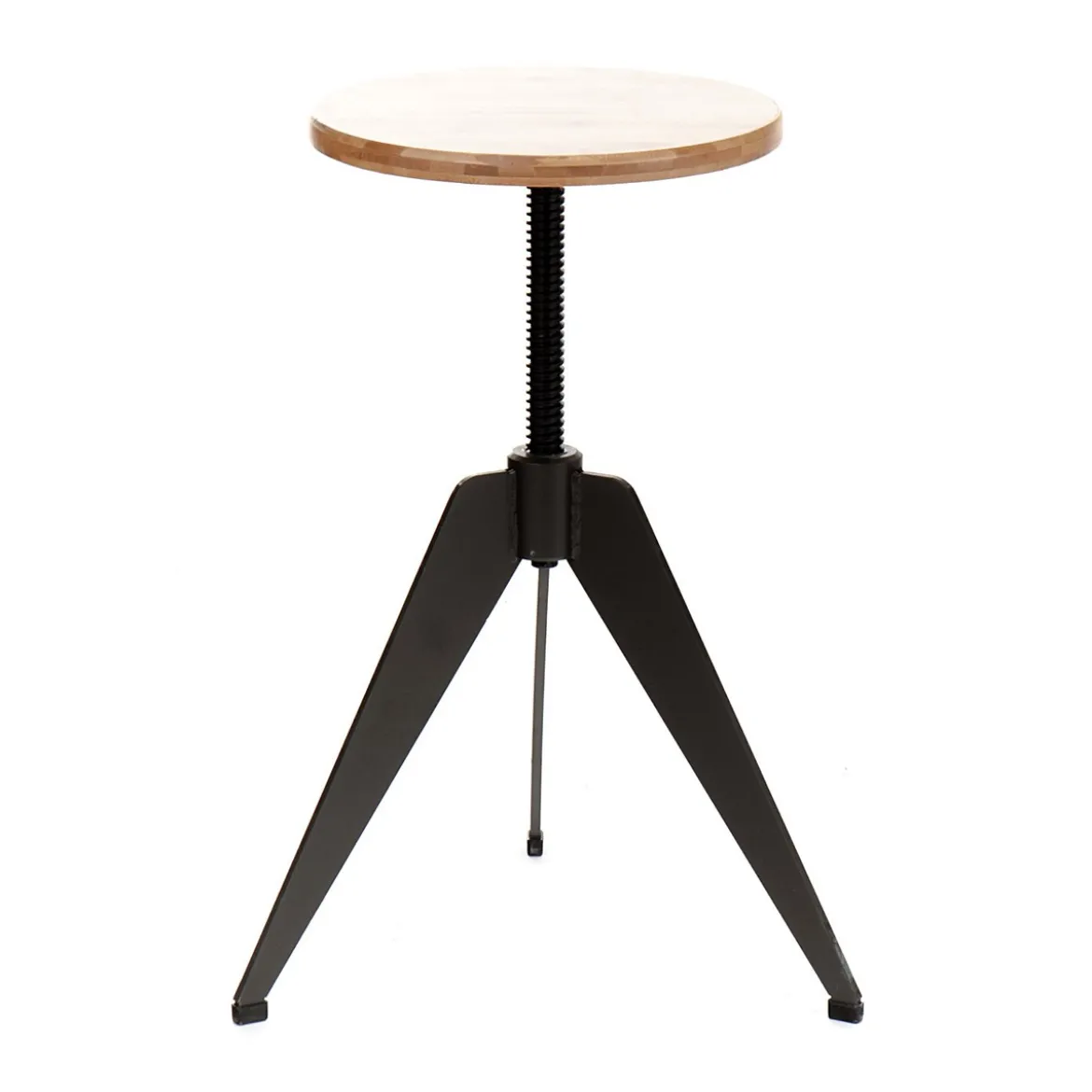 Arko sgabello regolabile a vite in legno finitura rovere e metallo grigio opaco 38x38xh40-60 cm