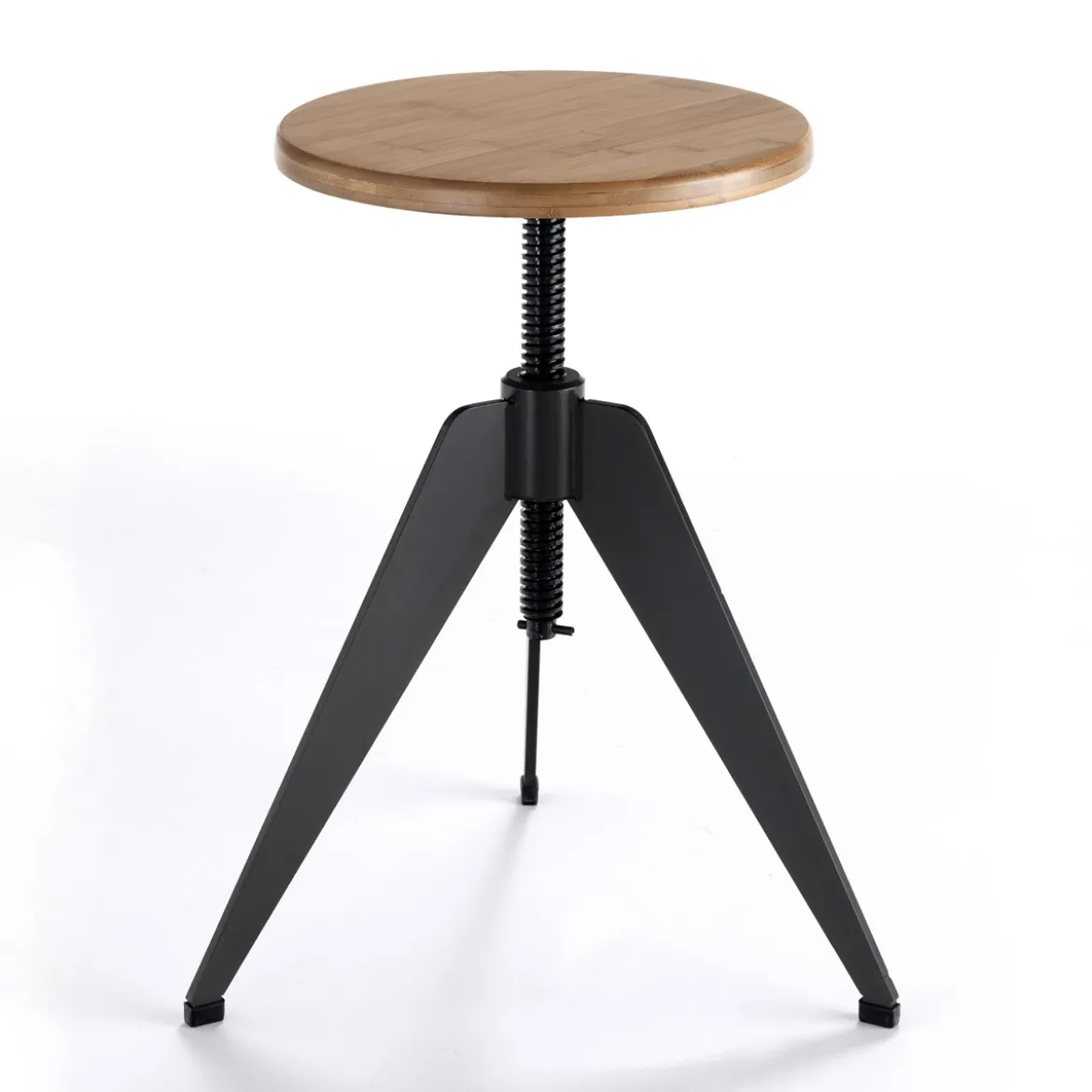 Arko sgabello regolabile a vite in legno finitura rovere e metallo grigio opaco 38x38xh40-60 cm