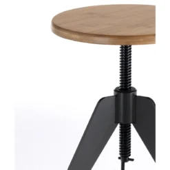 Arko sgabello regolabile a vite in legno finitura rovere e metallo grigio opaco 38x38xh40-60 cm