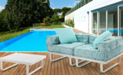 Aron outdoor divano 2 posti basamento alluminio tessuto waterproof cm. l.156 p.78 h.66