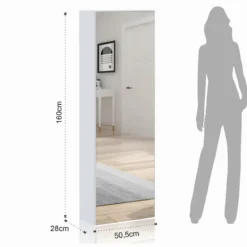 Art guardaroba / scarpiera a colonna bianco finitura larice con anta a specchio 50.5x28xh160 cm