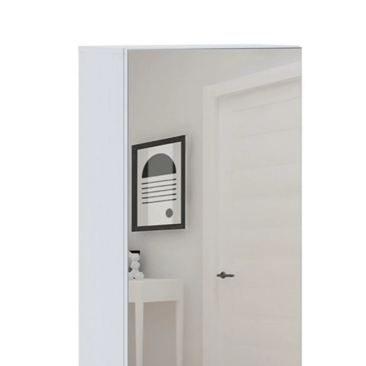 Art guardaroba / scarpiera a colonna bianco finitura larice con anta a specchio 50.5x28xh160 cm