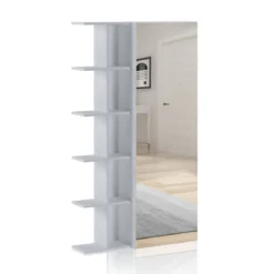 Art libreria / guardaroba / scarpiera bianca finitura larice con anta a specchio 87.5x28xh160 cm