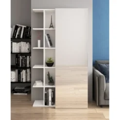 Art libreria / guardaroba / scarpiera bianca finitura larice con anta a specchio 87.5x28xh160 cm