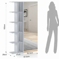 Art libreria / guardaroba / scarpiera bianca finitura larice con anta a specchio 87.5x28xh160 cm