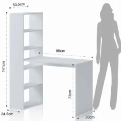 Art Libreria Scrivania Bianca finitura Larice, 119x 535 x h 141 cm