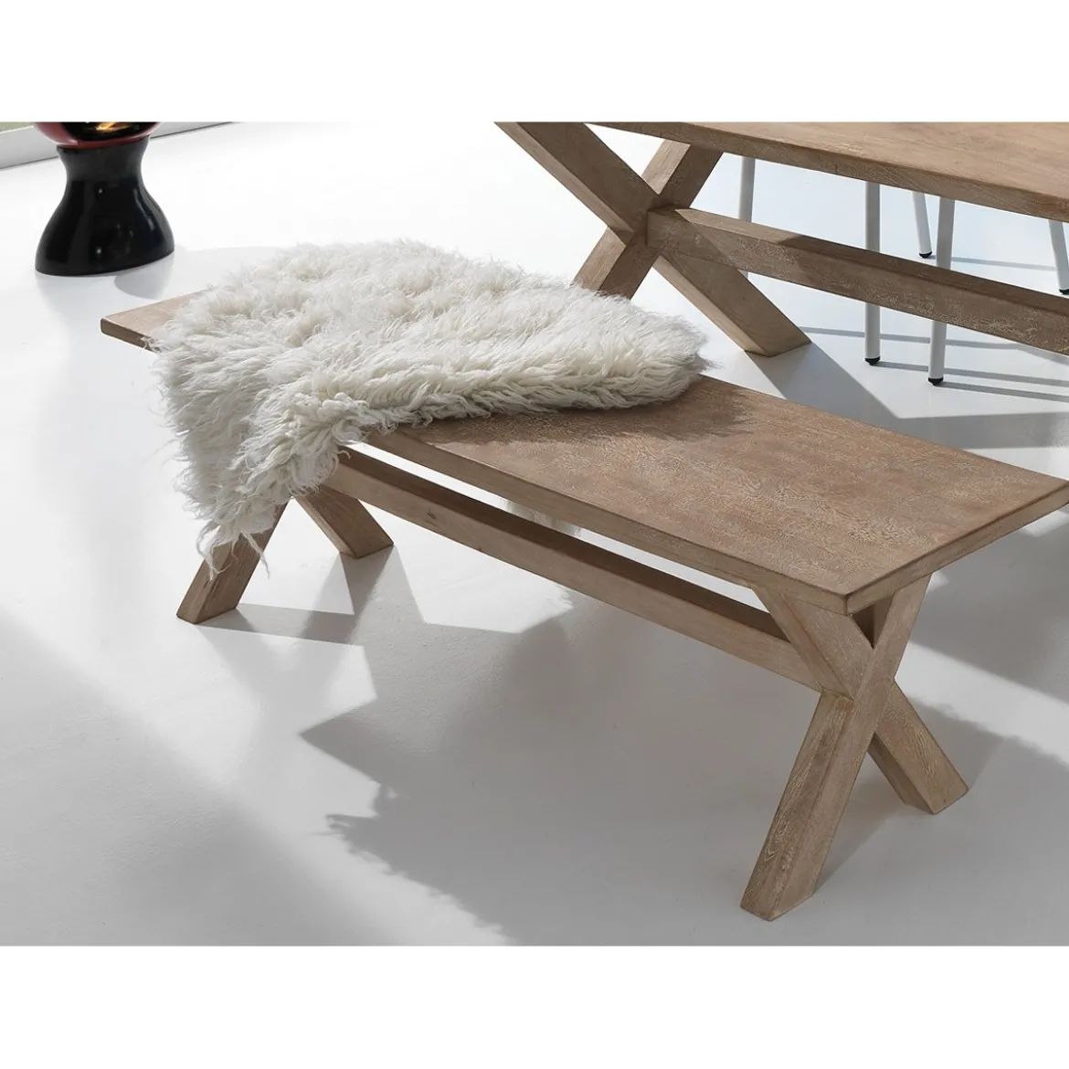 Avignone panca modello in legno massello di mango l.160 p.355 h.445 cm
