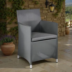 Bali grey poltrona da esterno in alluminio rivestito in pvc grigio scuro 56.5x58xh85 cm