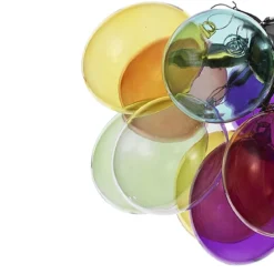 Balloons lampadario in acciaio cromato 17 sfere in vetro colorato 40x40xh25 cm