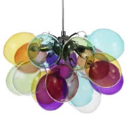 Balloons lampadario in acciaio cromato 17 sfere in vetro colorato 40x40xh25 cm