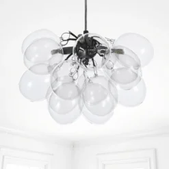 Balloons transparent lampadario in acciaio cromato 17 sfere in vetro trasparente 40x40xh25 cm