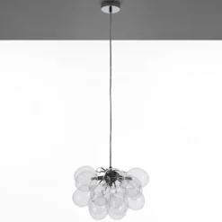 Balloons transparent lampadario in acciaio cromato 17 sfere in vetro trasparente 40x40xh25 cm