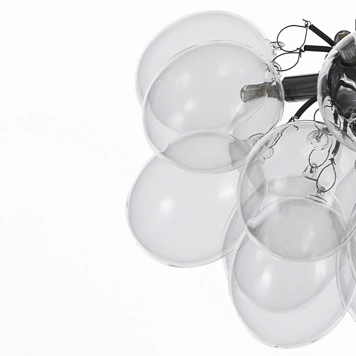 Balloons transparent lampadario in acciaio cromato 17 sfere in vetro trasparente 40x40xh25 cm