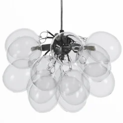 Balloons transparent lampadario in acciaio cromato 17 sfere in vetro trasparente 40x40xh25 cm