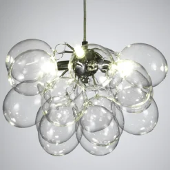 Balloons transparent lampadario in acciaio cromato 17 sfere in vetro trasparente 40x40xh25 cm