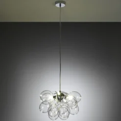 Balloons transparent lampadario in acciaio cromato 17 sfere in vetro trasparente 40x40xh25 cm
