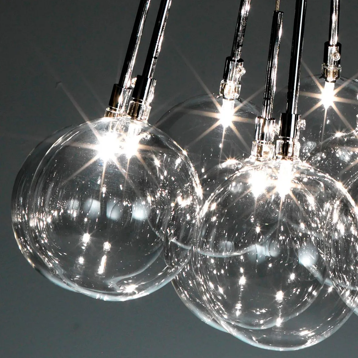 Balls lampadario con sfere in vetro trasparente d45 h80 cm
