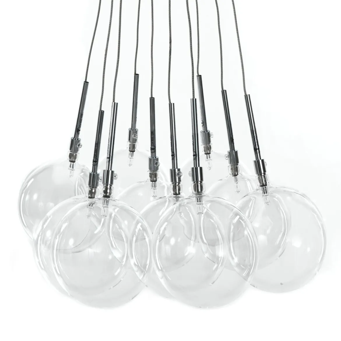 Balls lampadario con sfere in vetro trasparente d45 h80 cm