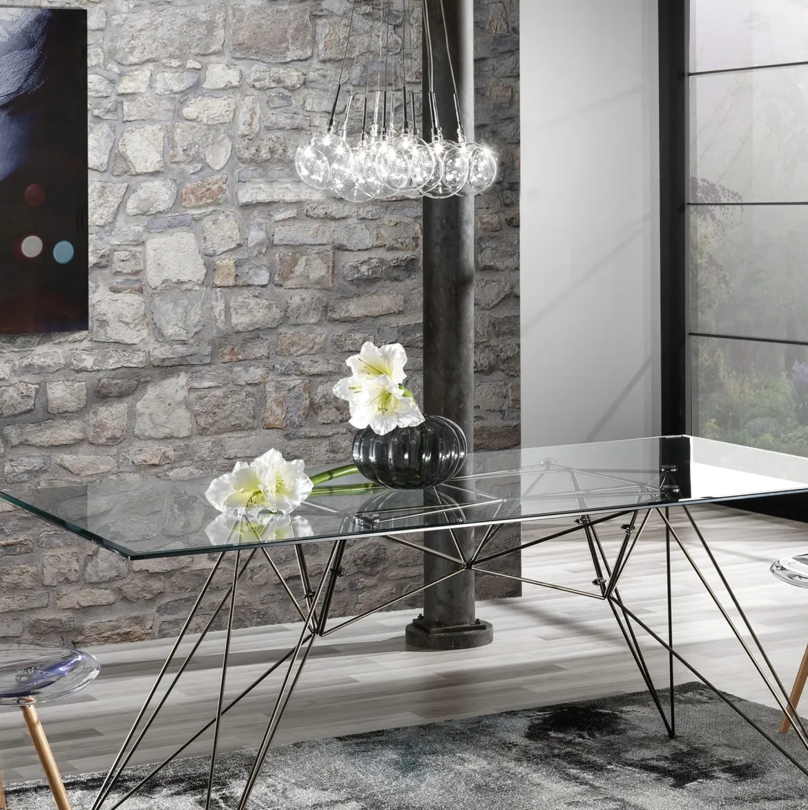 Balls lampadario con sfere in vetro trasparente d45 h80 cm