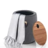 Barril dark grey pouf imbottito contenitore in tessuto grigio scuro e legno finitura rovere d40xh45 cm