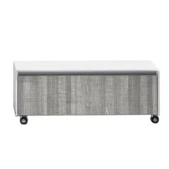 Base con ruote in legno finitura cenere e bianco lucido con guide ammortizzate