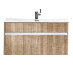 Base sospesa rovere tranchè con lavello e cestone 90x48xh45 cm