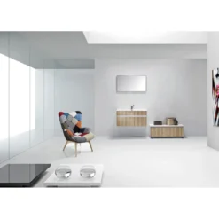 Base sospesa rovere tranchè con lavello e cestone 90x48xh45 cm