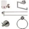 Basic bicchiere porta spazzolini da parete class in metallo e vetro satinato h10 l65 p10 cm