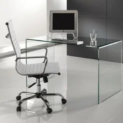 Bend Scrivania in Vetro Curvato spessore 12 mm, 126 x 70 x h 74 cm