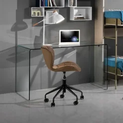 Bend Scrivania in Vetro Curvato spessore 12 mm, 126 x 70 x h 74 cm