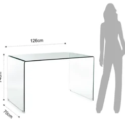 Bend Scrivania in Vetro Curvato spessore 12 mm, 126 x 70 x h 74 cm