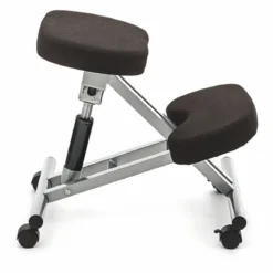 Bergen sgabello ergonomico in metallo finitura alluminio seduta tessuto nero 46x50 h55/65 cm