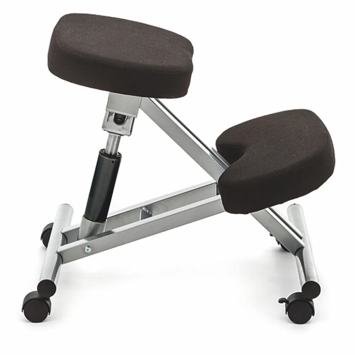 Bergen sgabello ergonomico in metallo finitura alluminio seduta tessuto nero 46x50 h55/65 cm