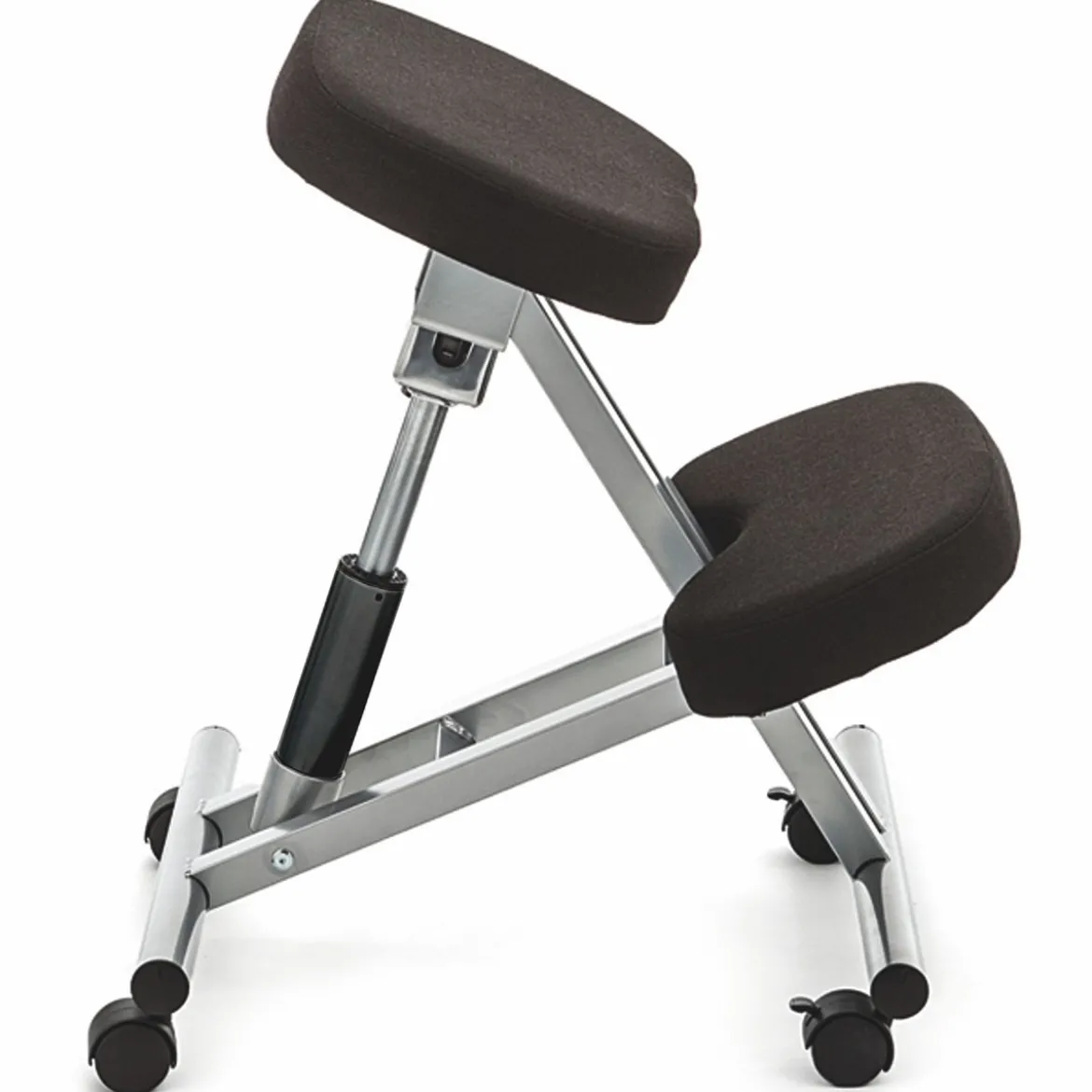 Bergen sgabello ergonomico in metallo finitura alluminio seduta tessuto nero 46x50 h55/65 cm