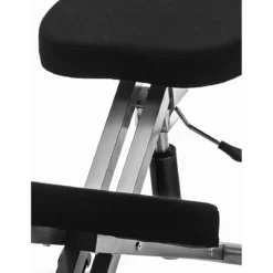 Bergen sgabello ergonomico in metallo finitura alluminio seduta tessuto nero 46x50 h55/65 cm