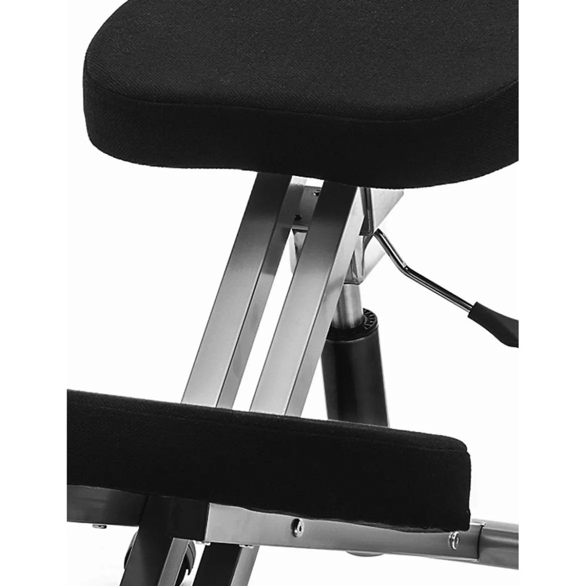Bergen sgabello ergonomico in metallo finitura alluminio seduta tessuto nero 46x50 h55/65 cm