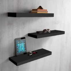 Billa black mensola 60 in tamburato di mdf verniciata nera opaca cm. l.60 x p.235 x h.38