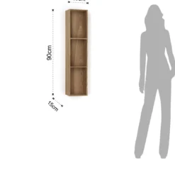 Billa mensola contenitore 3 vani impiallacciata rovere l90 p15 h20 cm