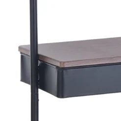 Billy stender in acciaio nero opaco ripiano effetto legno 60x37xh190 cm