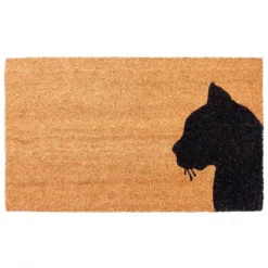Black cat zerbino in fibre di cocco con retro antiscivolo 75x45 cm