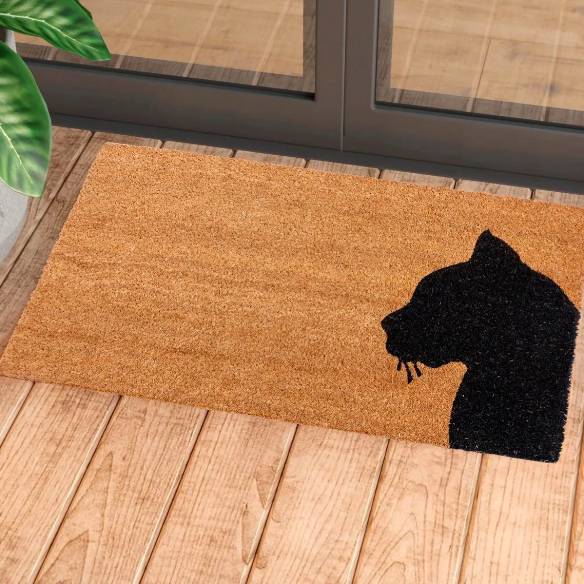 Black cat zerbino in fibre di cocco con retro antiscivolo 75x45 cm