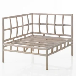 Blue isy divano 2 posti basamenti in rattan sbiancato rivestimento cotone patchwork blu cm. l160 p80 h70